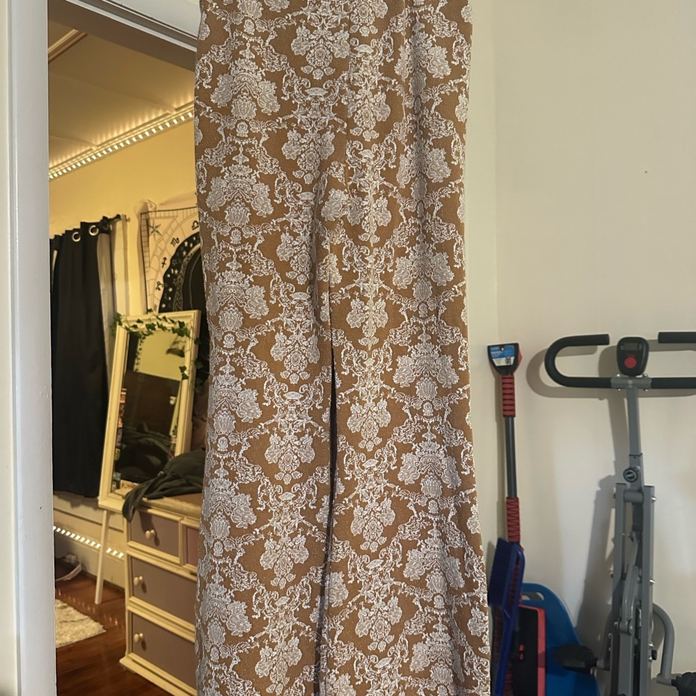 Brown and White Patterned Pants